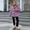 Women's Winter Jackets Printed Hooded Padded Jacket Street Female Stand Collar Long Sleeve Zipper Loose Coats Lady Outerwear
