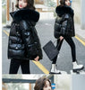 Winter Warm Duck Down Jacket Women's Clothes Glossy Fur collar Thicken Parka Short Down Coat Female