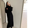 Autumn Winter Loose Turtleneck Women's Knitted Long Dresses Long Sleeve Vintage Straight A-line Dress Female