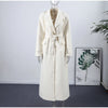 Vintage Large Lapel Tweed Long Coat Women Elegant Loose Double Breasted Belt Coats Lady Winter Classic Chic Street Overcoat