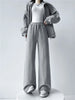Thick Warm Straight Pants For Women Office Brown Wide Leg Trousers High Waist Women's Loose Pants For Ladies Spring