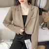 Korean Cropped Blazers Women Solid Color Simple Single-button Outwear Teens All-match Long Sleeve Office Suit Jacket