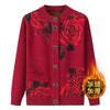 Autumn Winter Women Knitted Sweater Cardigan Jacket Print Long-Sleeve Warm Sweaters Coat Female Knit Top Mother Clothes