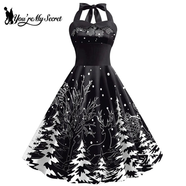 You're My Secret Women Dress Christmas Dress Snow 3D Printing Slip Party Dresses Sexy Rockabilly Dress Female Cosplay Costume