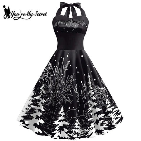 You're My Secret Women Dress Christmas Dress Snow 3D Printing Slip Party Dresses Sexy Rockabilly Dress Female Cosplay Costume