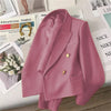 High-Quality Double Breasted Crop Blazer Women Korean Solid Long Sleeve Suit Coat Office Ladies Elegant Short Jacket Female Coat