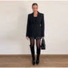 Office Lady Blazer Jacket Shoulder Pad Long Sleeve Lapel Female Coat Spring Button Pocket Lady Commuting Outwear