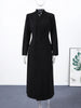 Women's Long Coat Slim V Neck Single Breasted Overcoats Shoulder Pad Maxi Jackets with Belt Winter Lady Commute Outwear