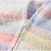 Hooded Rainbow Striped Knitted Cardigan Colorful Drop Shoulder Zipper Pockets Loose Sweater Autumn Women Sweet Casual Coat