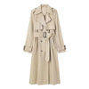 Women's Autumn Slim Trench Coats Solid Turn-Down Collar Long Sleeves Belt Decoration Double Breasted Female Coats