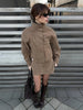 Women Faux Suede Two Piece Set Stand Collar Covered Button Long Sleeve Cropped Jacket High Waist Mini Skirt Vintage Casual Suits
