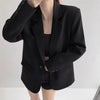 Black Blazer for Women Korean Sping Loose Office Wear Lady Casual Blazers Long Sleeve Single Button Outerwears
