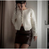 Croc Embossed Cropped Faux Leather Jacket High Stand Collar Long Sleeve Oversized Women Jackets Autumn Chic Coats