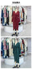 Elegant Cross-Neck Pleated Slit Dress - Puff Sleeve Asymmetrical Long Sleeve Gown for Women