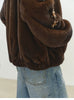 Winter Elegant Thick Warm Soft Brown Short Faux Mink Fur Coat Women Beading Loose Stylish Chic Fluffy Jacket