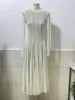 Lace Dress Women's Round Neck Hollow Out Slim Long Sleeve Retractoin Waist Big Swing Dresses 7AB8070
