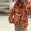 Women's Winter Jackets Printed Hooded Padded Jacket Street Female Stand Collar Long Sleeve Zipper Loose Coats Lady Outerwear