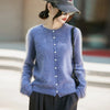 Winter Women's Clothing Tops Brushed Wool Cardigans O Neck Yellow Warm Causal Sweater Soft Solid Knitted Coats B1713005