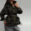 Camouflage Stand Collar Jackets Women's Casual Zipper Drawstring Waist-cinching Pockets Coat Autumn Ladies Outwear
