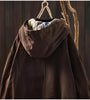 Women Vintage Hooded Button Parkas Plus Cotton Winter Coats Solid Color Patchwork Pockets Warm Long Parkas