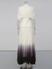 Spliced Button Two Piece Sets for Women V Neck Cape Sleeve Tunic Top High Waist Ombre Skirt Elegant Set Female