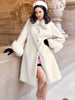 Elegant Faux Fur Collar Coat Women Winter Slim Patchwork Pocket Warm Trench Street Casual Long Faux Fox Fur Outerwear
