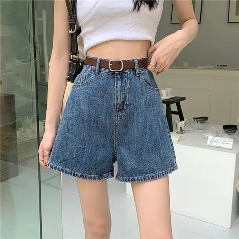 Casual Blue Denim Shorts for Women Stylish Streetwear Loose Comfortable Short Jeans Classic Versatile Everyday Jean Shorts