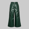 Women's PU Leather Pockets High Waisted Straight Leg Pants High Street Solid Color Casual Trousers Bottoms
