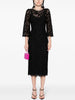 High Street Stylish Designer Women's Beaded Diamond Long Sleeve Slim Water-Soluble Lace Dress