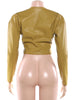 PU Crop Jacket Women Irregular Waist-Cinch Spring Wild Zip Full Sleeve Streetwear Office Lady Classic Coat