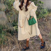 Japanese style lapel corduroy dress women's autumn and winter retro loose casual embroidered literary style dress