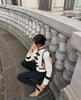 Chic Single-breasted Short Jacket Women Contrast Full Sleeve Cropped Stand Collar Napoleon Coat Lady Daily Street Wear