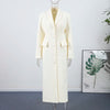 Elegant Waist Cinching Woolen Coats Autumn Winter Lady Single-breasted Lapel Long Overcoat Women's High Street Outwear