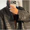 Autumn Women Croc Embossed PU Leather Jacket High Neck Zip Up Oversize Loose Cropped Coat Long Sleeve Street Lady Outerwear