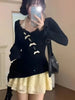 American Vintage Shirt Long Sleeve Mini Dresses Women Clothing Slim Fit Polo Neck Black Short Party Dress Korean Autumn
