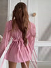 Pinstripe Coat Women's Blazer Turn Down Collar Top Padded Shoulders Fitted Waist Detachable Tassel Straps Spring Woman Clothes
