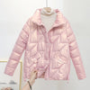 Glossy Down Cotton Jackets Women Winter Parkas Female Stand Collar Casual Warm Short Puffer Jacket Snow Outwear