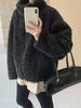Faux Lambs Women Jacket Y2K Autumn Plush Thick Zipper Warm Coats Streetwear Long Sleeve All Match Hairy Outerwear