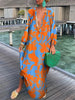 Autumn Women's Print Casual Dress V-neck Long Sleeve Loose Holiday Party Long Dresses For Women Robe Femme