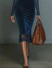 Elegant Deep V-Neck Lace Trim Party Dress Women's Slim Fit Velvet Long Sleeve Bodycon Hip Autumn Spring Sexy Sheer Dress