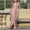 Elegant Printed Dress Lapel Single Breasted Long Sleeved Slim Fitting Dresses Spring Autumn Vintage Women's Clothing