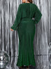 Plus Size V-Neck Long Sleeve Mermaid Hem Dress Women Autumn Evening Party Glitter High Waist Bodycon Long Dress