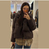 Warm Women's Detachable Scarf Collar Hooded Cotton Coat Solid Full Sleeve Buttons Pocket Thicken Jacket Winter Lady Outwear