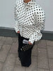 Polka Dot Print Shorts 2 Piece Sets For Women Long Sleeve Patchwork Contrast Jacket Coat And Casual Commute Shorts Suits
