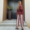 Women Jeans Straight Stripe Button Detail Jeans Female High Waist Loose Curved Wide Leg Denim Pants Vintage Casual Outfit Ladies