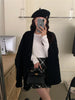 Korean Female Red Knitted Cardigan Sweater Lazy Wind Loose Cardigans Coat Spring Autumn Casual Thicken Sweater Jacket