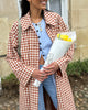 Women Red Plaid Long Trench Coat Casual Lapel Single Breasted Full Sleeve Windbreaker Jacket Y2k Autumn Lady Streetwear