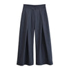 Stripe Pleated Wide Leg Pants For Women Elegant Pockets High Waist Long Trousers Autumn Lady High Street Chic Pants