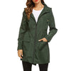 Windproof Waterproof Raincoat Long Jacket Hooded Women Autumn Winter Outdoor Hiking Clothes Long Rain Tops Rainwear Lightweight