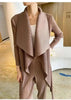 Pleated Long Trench Thin Temperament Solid Color Big Lapel Open Stitch Coat Female Coat Autumn 2C785